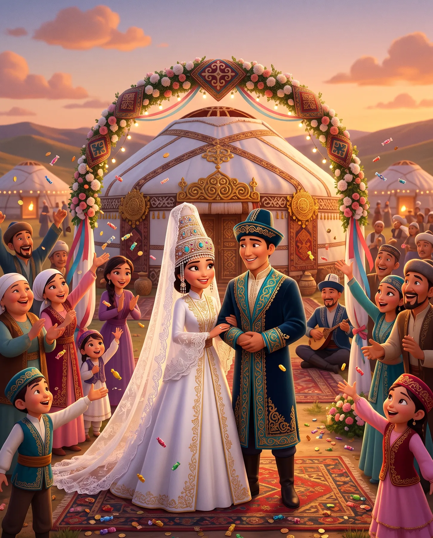 Traditional wedding by a yurt